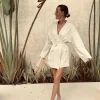 ALEJANDRA BEIGE LINEN KIMONO DRESS