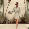 ALEJANDRA KHAKI LINEN KIMONO DRESS