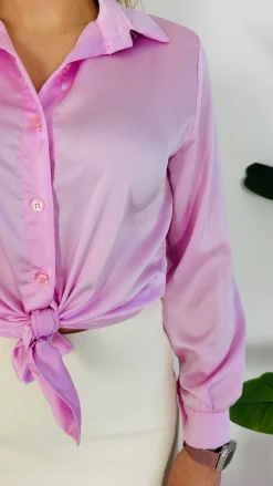 ALISSA PINK SATIN BLOUSE