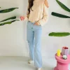 ALLIA BEIGE CUT-OUT LONG SLEEVE SHIRT