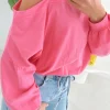 ALLIA PINK CUT-OUT LONG SLEEVE SHIRT