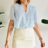 AMANDA BLUE SPRING BLOUSE