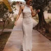 AMANI ECRU LACE HALTER DRESS