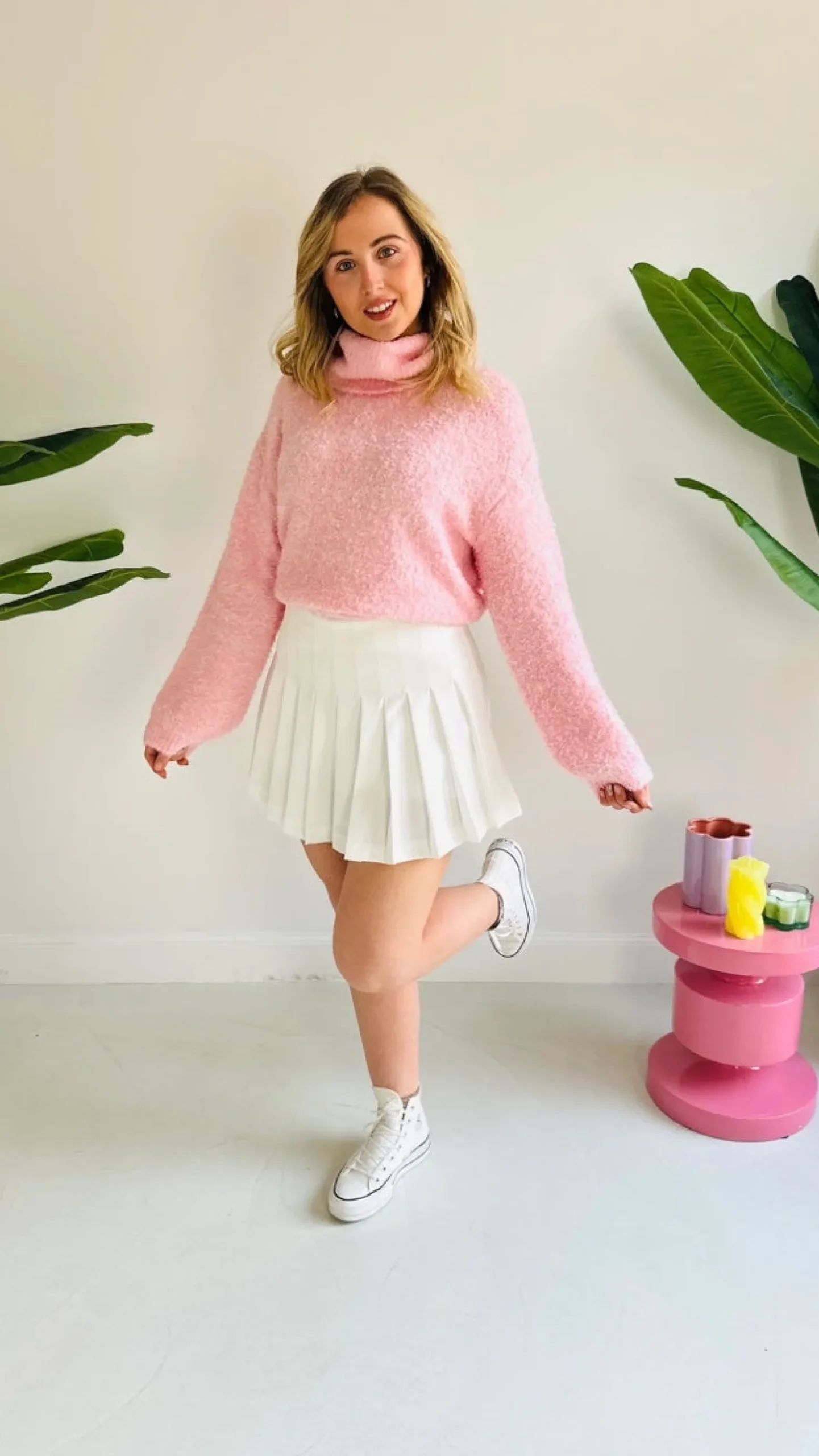 AMELIE SOFT PINK ROLLNECK PULLOVER