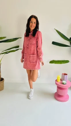 AMINA PINK DENIM DRESS