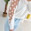 ANOUK WHITE FLOWER SLEEVE PULLOVER