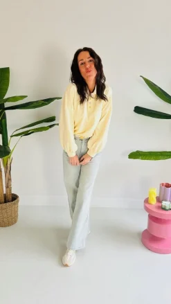 ASHLEY ECRU BUTTON SWEATER