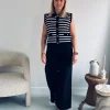 ASIYA BLACK/ECRU STRIPED PULL-GILET
