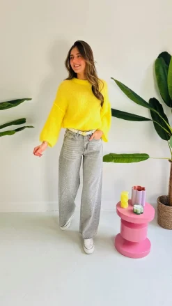 AVA YELLOW MOHAIR PULLOVER