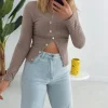 BARBARA TAUPE LONG-SLEEVE BUTTON SHIRT