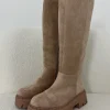 BEIGE VELOUR BOOTS WZ73