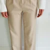 BIBI BEIGE STRIPED CLASSIC PANTS