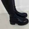BLACK LEATHER BOOTS 9671 PU