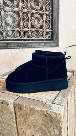 BLACK SUEDE FAUX UGGS
