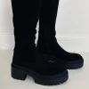 BLACK VELOUR BOOTS 9671