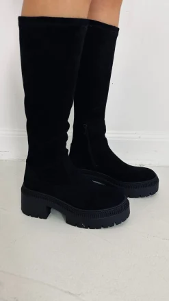 BLACK VELOUR BOOTS 9671