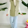 BLISSFUL KHAKI SLEEVELESS BLAZER