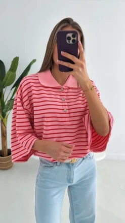 BLUSH PINK STRIPED T-SHIRT
