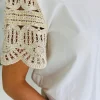 BOHEMIAN WHITE CROCHET T-SHIRT