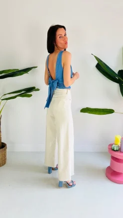 BOW BACK DENIM TOP
