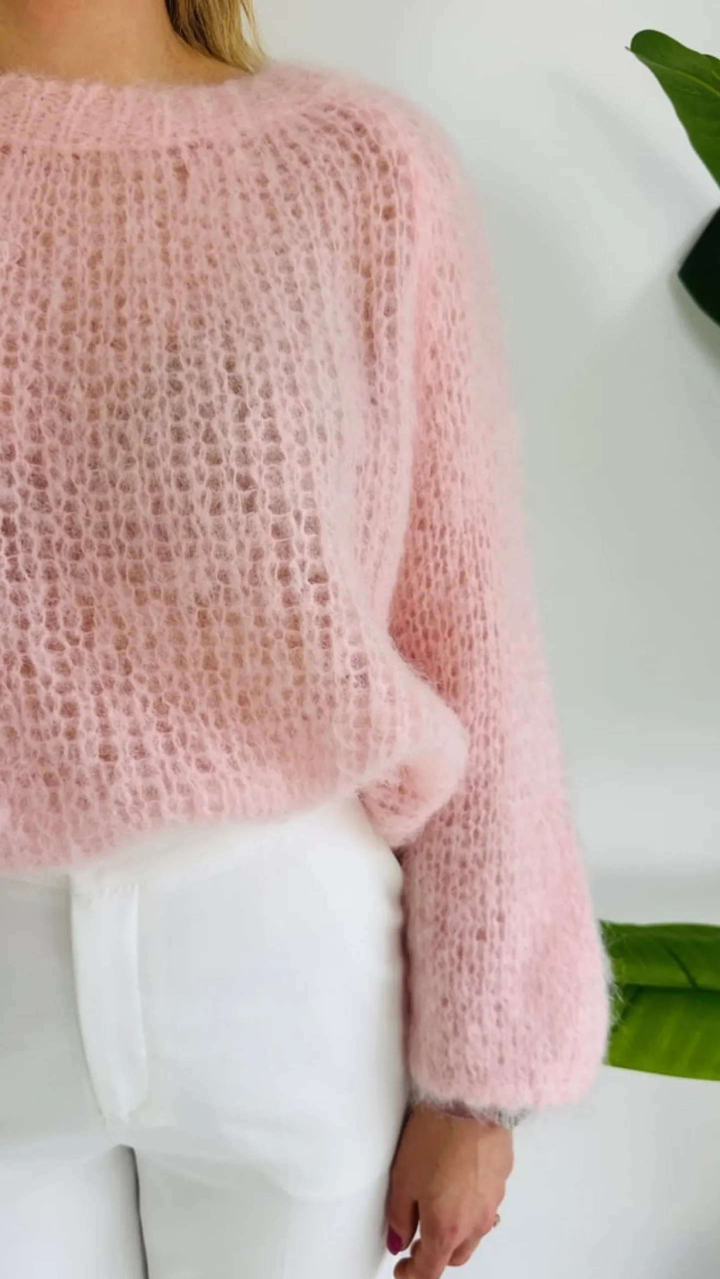 BRIANNA PINK MOHAIR PULLOVER