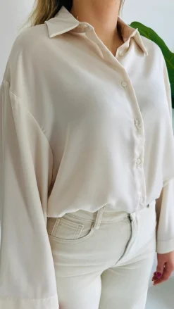 BROOKE ECRU SATIN BLOUSE