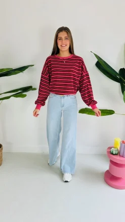 BURGUNDY PINK STRIPED SWEATER