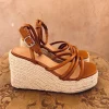 CAMEL WEDGE HEEL SANDALS
