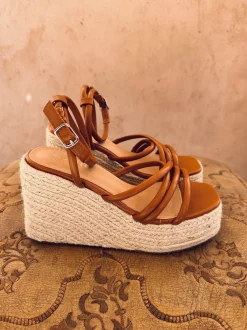 CAMEL WEDGE HEEL SANDALS