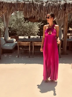 CARA MAGENTA PLISSÉ BRIDAL DRESS