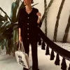 CATRINA BLACK CROCHET TWO-PIECE SET