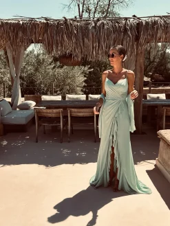 CERINE MINT FRINGE BRIDAL DRESS