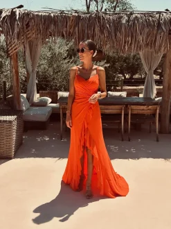 CERINE ORANGE FRINGE BRIDAL DRESS