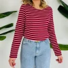 CHARLOTTE BORDEAU STRIPED LONGSLEEVE SHIRT