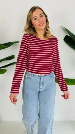 CHARLOTTE BORDEAU STRIPED LONGSLEEVE SHIRT