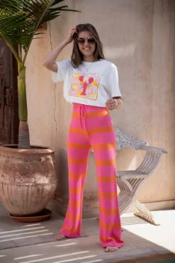 CHEFCHAOUEN FUCHSIA/ORANGE STRIPED PANTS