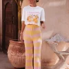 CHEFCHAOUEN YELLOW/PINK STRIPED PANTS