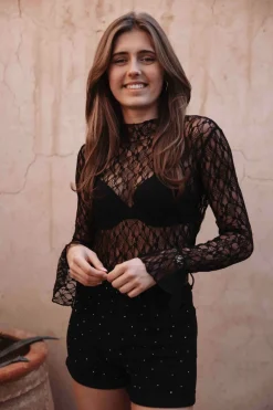 CLAIRE BLACK LACE TOP