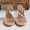 CLEAR HIGH SQUARE HEELS ROUND TOE