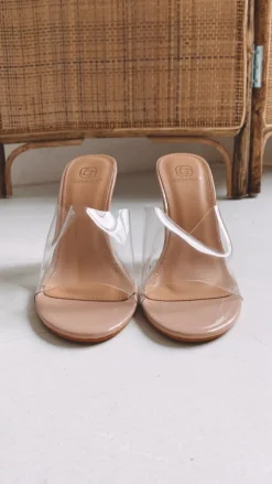 CLEAR HIGH SQUARE HEELS ROUND TOE