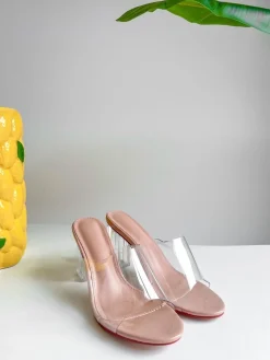 CLEAR HIGH SQUARE HEELS ROUND TOE
