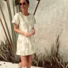 DALIASA BEIGE FLOWER DRESS