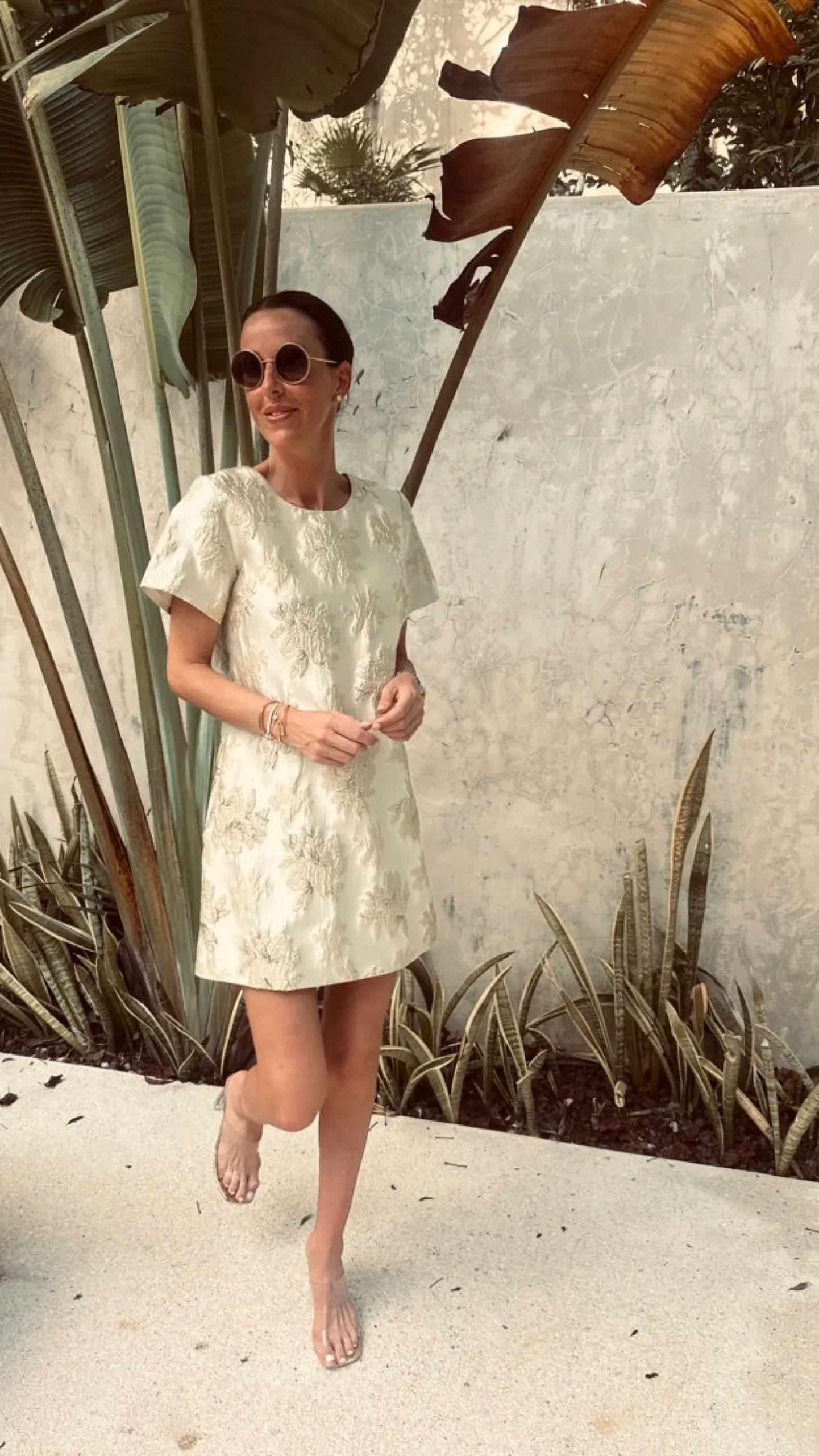 DALIASA BEIGE FLOWER DRESS