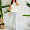 ECRU BLOSSOM PEPLUM TOP