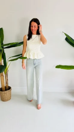 ECRU BLOSSOM PEPLUM TOP
