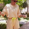 EL JADIDA YELLOW STRIPED TWO-PIECE SET