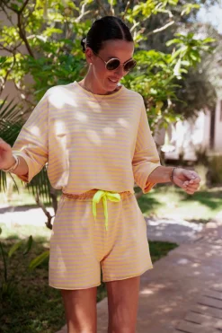 EL JADIDA YELLOW STRIPED TWO-PIECE SET