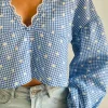 EMILY BLUE CHECKERED BLOUSE