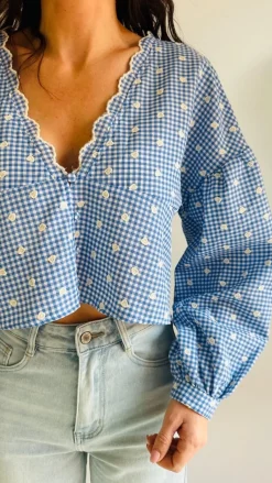 EMILY BLUE CHECKERED BLOUSE