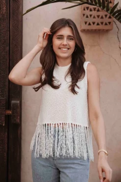 ESSAOUIRA ECRU FRINGE TOP